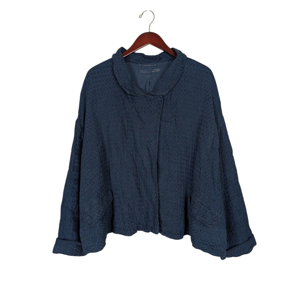 Grizas Womens Boxy Oversized Linen Jacket Size Large